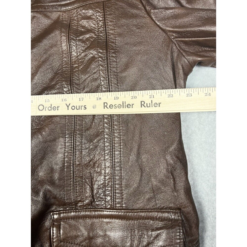 Vintage Symax Mens 46 Brown Leather Jacket 1970s Western Canadian Made - Picture 7 of 11